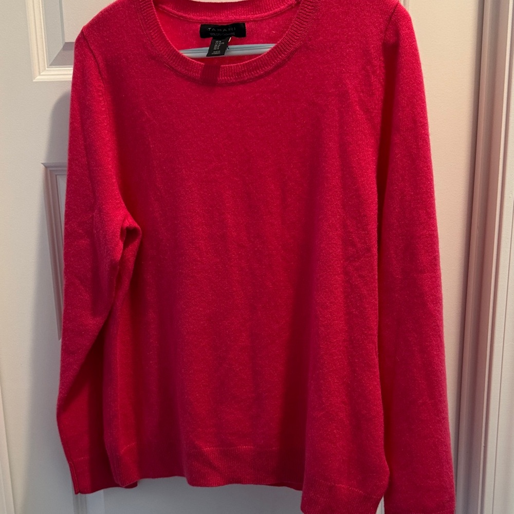 Tahari Bright Pink Crewneck Sweater